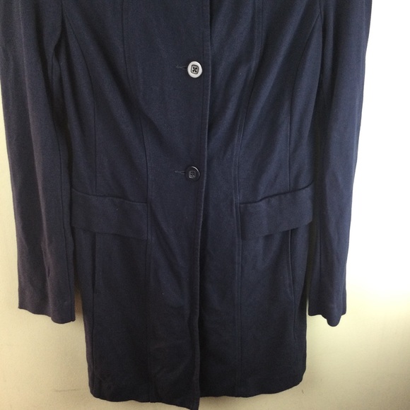 Cabi Lido Collarless Button Front Mid-Length Navy Ponte Knit Jacket Size Small - Picture 6 of 14